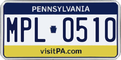 PA license plate MPL0510