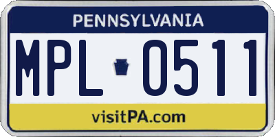 PA license plate MPL0511