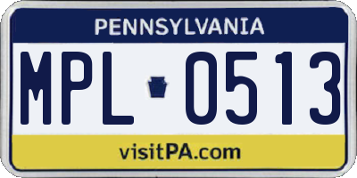 PA license plate MPL0513