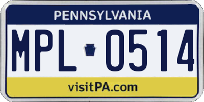 PA license plate MPL0514