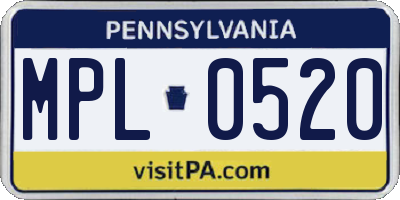 PA license plate MPL0520