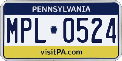 PA license plate MPL0524