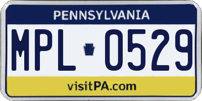 PA license plate MPL0529