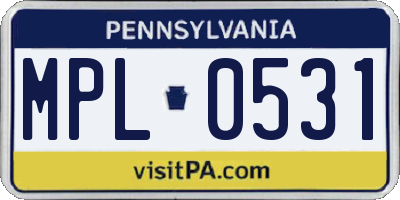 PA license plate MPL0531