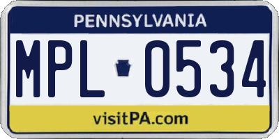 PA license plate MPL0534