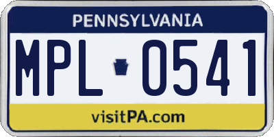 PA license plate MPL0541
