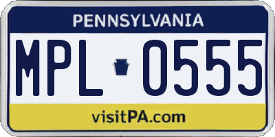 PA license plate MPL0555
