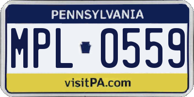 PA license plate MPL0559