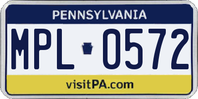 PA license plate MPL0572