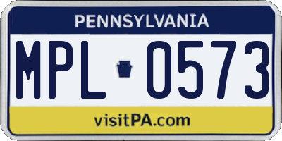 PA license plate MPL0573