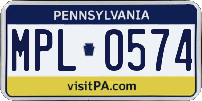 PA license plate MPL0574