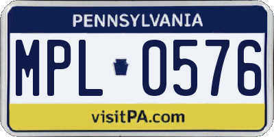 PA license plate MPL0576