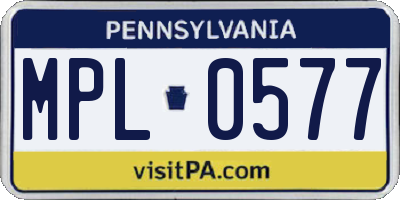 PA license plate MPL0577