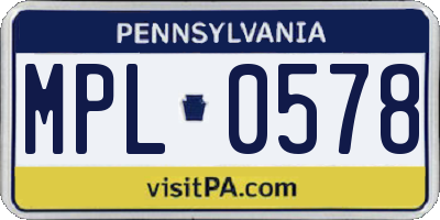 PA license plate MPL0578