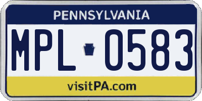 PA license plate MPL0583