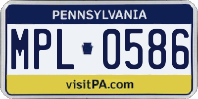 PA license plate MPL0586