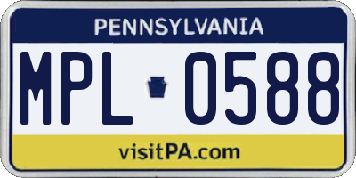PA license plate MPL0588