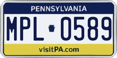 PA license plate MPL0589