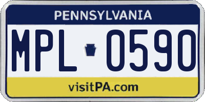 PA license plate MPL0590