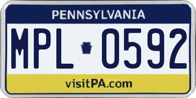 PA license plate MPL0592
