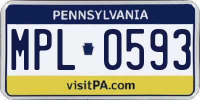 PA license plate MPL0593
