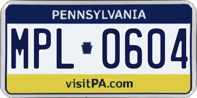 PA license plate MPL0604