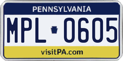 PA license plate MPL0605
