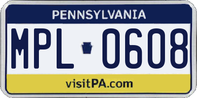 PA license plate MPL0608