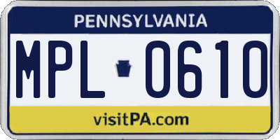 PA license plate MPL0610
