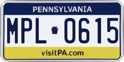 PA license plate MPL0615