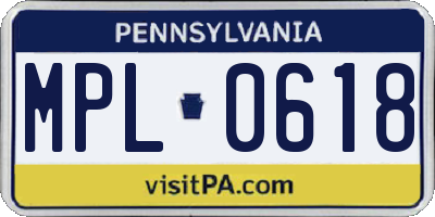 PA license plate MPL0618