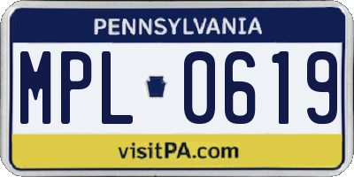 PA license plate MPL0619