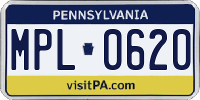 PA license plate MPL0620
