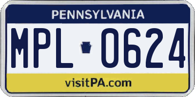 PA license plate MPL0624