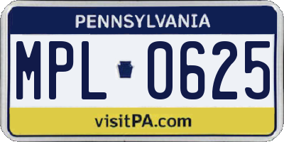 PA license plate MPL0625