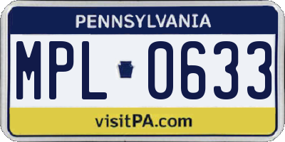 PA license plate MPL0633
