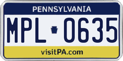 PA license plate MPL0635