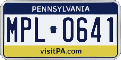 PA license plate MPL0641