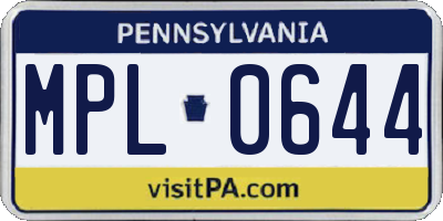 PA license plate MPL0644