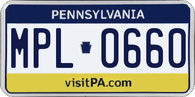 PA license plate MPL0660