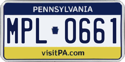 PA license plate MPL0661