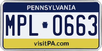 PA license plate MPL0663
