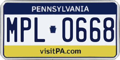 PA license plate MPL0668