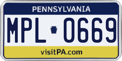 PA license plate MPL0669