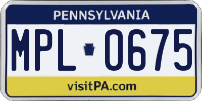 PA license plate MPL0675