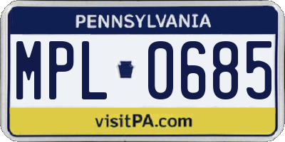 PA license plate MPL0685