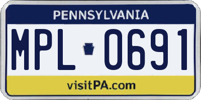 PA license plate MPL0691