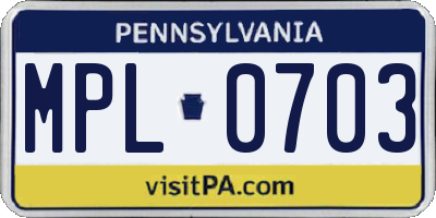 PA license plate MPL0703