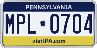 PA license plate MPL0704