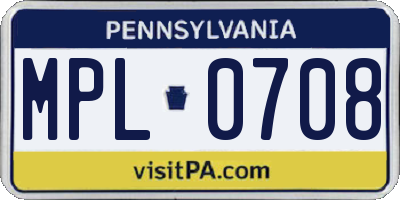 PA license plate MPL0708